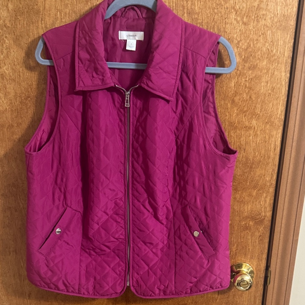 CJ Banks Women's Fuchsia Quilted Vest